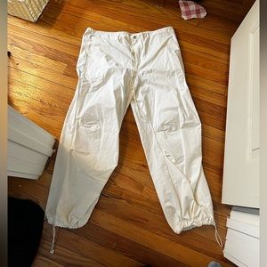 White parachute pants